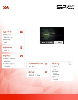 Silicon Power S56 120 GB, SSD form factor 2.5