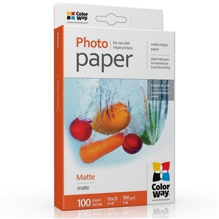 ColorWay Matte Photo Paper, 100 sheets, 10x15, 190 g/m² ColorWay Matte Photo Paper, 100 sheets, 10x15, 190 g/m²