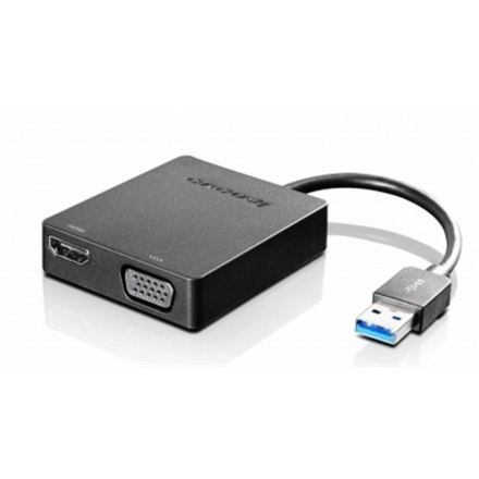 Lenovo Universal USB 3.0 to VGA/HDMI Black, Adapter Lenovo Universal USB 3.0 to VGA/HDMI Black, Adapter