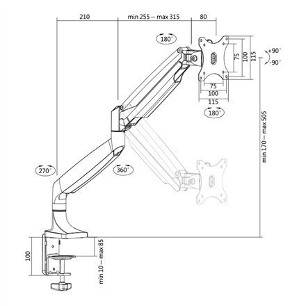 Logilink BP0041 Dual Monitor Desk mount, 13"-27",gas spring Logilink BP0041 Dual Monitor Desk mount, 13"-27",gas spring