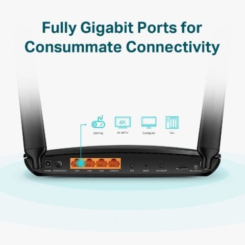 TP-LINK 4G+ LTE Router Archer MR600 802.11ac, 300+867 Mbit/s, 10/100/1000 Mbit/s, Ethernet LAN (RJ-45) ports 3, 4G, Antenna type TP-LINK 4G+ LTE Router Archer MR600 802.11ac, 300+867 Mbit/s, 10/100/1000 Mbit/s, Ethernet LAN (RJ-45) ports 3, 4G, Antenna type