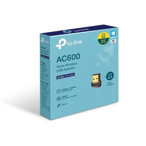 TP-LINK Dual Band USB 2.0 Adapter Archer T2U Nano 2.4GHz/5GHz, 802.11ac, 200+433 Mbps TP-LINK Dual Band USB 2.0 Adapter Archer T2U Nano 2.4GHz/5GHz, 802.11ac, 200+433 Mbps
