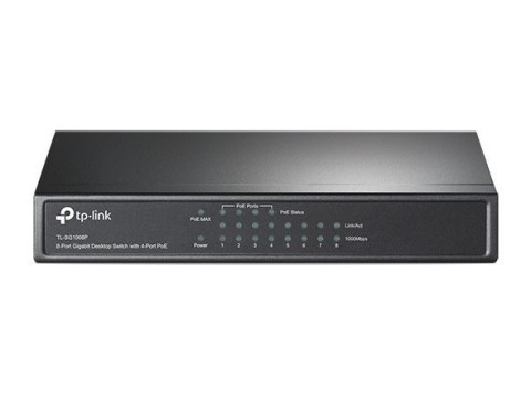 TP-LINK Switch TL-SG1008P Unmanaged, Desktop, 1 Gbps (RJ-45) ports quantity 8, PoE ports quantity 4, Power supply type External TP-LINK Switch TL-SG1008P Unmanaged, Desktop, 1 Gbps (RJ-45) ports quantity 8, PoE ports quantity 4, Power supply type External