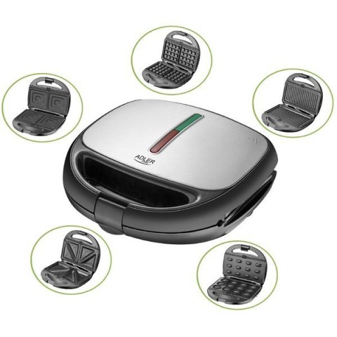 Adler Multifunctional baking device 5 in 1 AD 3040 Black, inox, Number of plates 5, Ceramic coating Adler Multifunctional baking device 5 in 1 AD 3040 Black, inox, Number of plates 5, Ceramic coating
