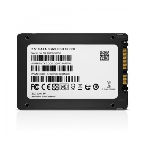 ADATA Ultimate SU630 3D NAND SSD 960 GB, SSD form factor 2.5", SSD interface SATA, Write speed 450 MB/s, Read speed 520 MB/s ADATA Ultimate SU630 3D NAND SSD 960 GB, SSD form factor 2.5", SSD interface SATA, Write speed 450 MB/s, Read speed 520 MB/s