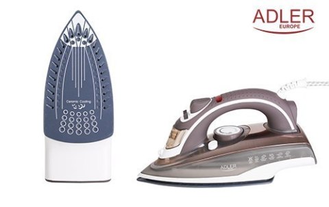 Adler Steam iron AD 5030 Brown, 3000 W, Steam, Continuous steam 20 g/min, Anti-drip function, Anti-scale system, Water tank capa Adler Steam iron AD 5030 Brown, 3000 W, Steam, Continuous steam 20 g/min, Anti-drip function, Anti-scale system, Water tank capa