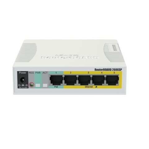MikroTik Cloud Router Switch RB260GSP 1000 Mbit/s, Ethernet LAN (RJ-45) ports 5, Desktop MikroTik Cloud Router Switch RB260GSP 1000 Mbit/s, Ethernet LAN (RJ-45) ports 5, Desktop