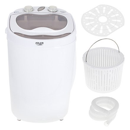 Adler Mini washing machine AD 8055 Top loading, Washing capacity 3 kg, Depth 37 cm, Width 36 cm, White Adler Mini washing machine AD 8055 Top loading, Washing capacity 3 kg, Depth 37 cm, Width 36 cm, White