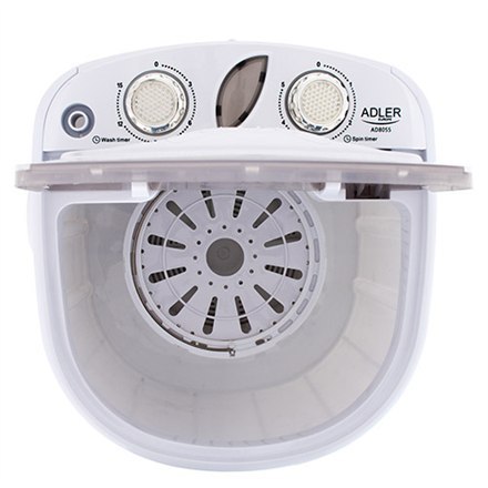 Adler Mini washing machine AD 8055 Top loading, Washing capacity 3 kg, Depth 37 cm, Width 36 cm, White Adler Mini washing machine AD 8055 Top loading, Washing capacity 3 kg, Depth 37 cm, Width 36 cm, White