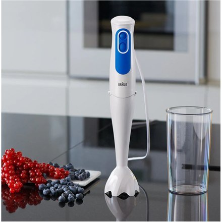Braun MultiQuick 3 Hand Blender, 700 W, Material jar(s) Plastic, 0.6 L, Number of speeds 2, Shaft material Plastic, White/Blue Braun MultiQuick 3 Hand Blender, 700 W, Material jar(s) Plastic, 0.6 L, Number of speeds 2, Shaft material Plastic, White/Blue