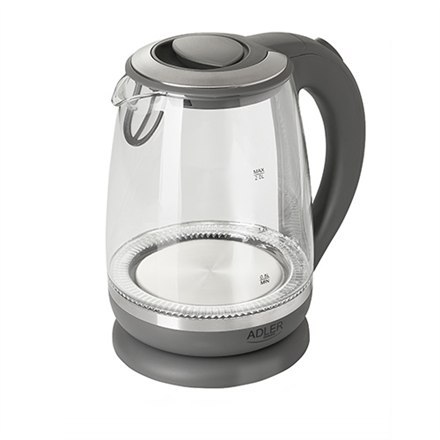Adler Kettle AD 1286 Standard, 2200 W, 2 L, Plastic/ glass, Grey/ transparent, 360° rotational base Adler Kettle AD 1286 Standard, 2200 W, 2 L, Plastic/ glass, Grey/ transparent, 360° rotational base