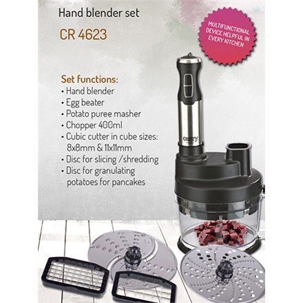 Camry Blender CR 4623 Hand Blender, 1600 W, Plastic, 0.6 L, Ice crushing, Mini chopper, Black/Stainless steel Camry Blender CR 4623 Hand Blender, 1600 W, Plastic, 0.6 L, Ice crushing, Mini chopper, Black/Stainless steel