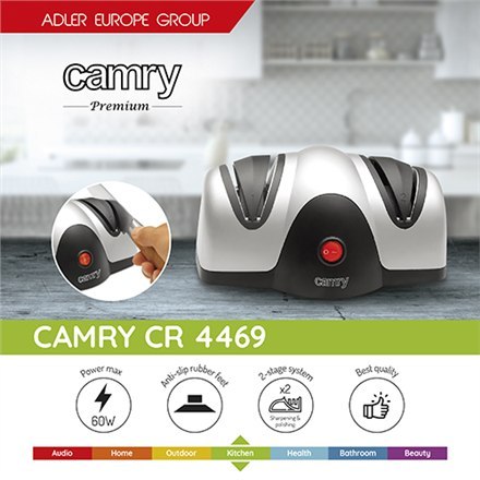 Camry Knife sharpener CR 4469 Electric, Black/Silver, 60 W, 2 Camry Knife sharpener CR 4469 Electric, Black/Silver, 60 W, 2