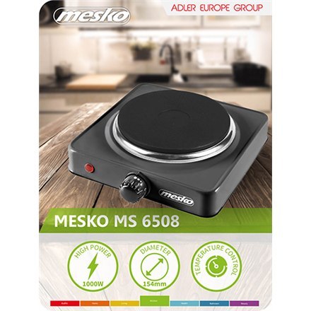 Mesko Hob MS 6508 Number of burners/cooking zones 1, Black, Table top, Electric Mesko Hob MS 6508 Number of burners/cooking zones 1, Black, Table top, Electric