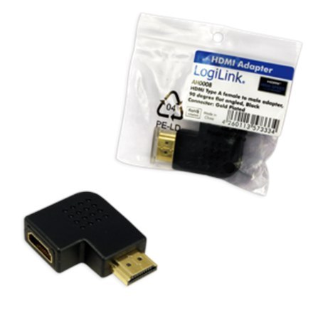 HDMI Adapter, AM to AF in 90 degree flat angled Logilink HDMI Adapter, AM to AF in 90 degree flat angled Logilink