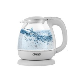 Adler Kettle AD 1283G Standard, 1100 W, 1 L, Plastic/ glass, White/ transparent, 360° rotational base