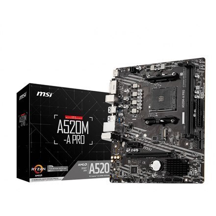 MSI A520M-A PRO Processor family AMD, Processor socket AM4, DDR4, Memory slots 2, Chipset AMD A, Micro ATX MSI A520M-A PRO Processor family AMD, Processor socket AM4, DDR4, Memory slots 2, Chipset AMD A, Micro ATX