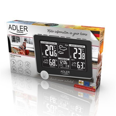 Adler Weather station AD 1175 Black, White Digital Display, Remote Sensor Adler Weather station AD 1175 Black, White Digital Display, Remote Sensor