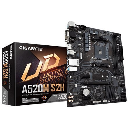Gigabyte A520M S2H 1.0 Processor family AMD, Processor socket AM4, DDR4 DIMM, Memory slots 2, Chipset AMD A, Micro ATX Gigabyte A520M S2H 1.0 Processor family AMD, Processor socket AM4, DDR4 DIMM, Memory slots 2, Chipset AMD A, Micro ATX