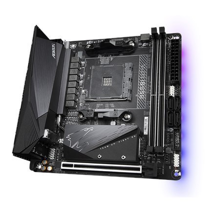 Gigabyte B550I AORUS PRO AX 1.0 Processor family AMD, Processor socket AM4, DDR4 DIMM, Memory slots 2, Chipset AMD B, Mini ITX Gigabyte B550I AORUS PRO AX 1.0 Processor family AMD, Processor socket AM4, DDR4 DIMM, Memory slots 2, Chipset AMD B, Mini ITX