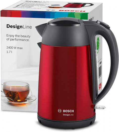 Czajnik Elektryczny Bosch Kettle DesignLine TWK3P424 Electric, 2400 W, 1.7 L, Stainless steel, 360° rotational base, Red Czajnik Elektryczny Bosch Kettle DesignLine TWK3P424 Electric, 2400 W, 1.7 L, Stainless steel, 360° rotational base, Red