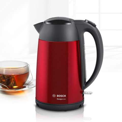 Czajnik Elektryczny Bosch Kettle DesignLine TWK3P424 Electric, 2400 W, 1.7 L, Stainless steel, 360° rotational base, Red Czajnik Elektryczny Bosch Kettle DesignLine TWK3P424 Electric, 2400 W, 1.7 L, Stainless steel, 360° rotational base, Red