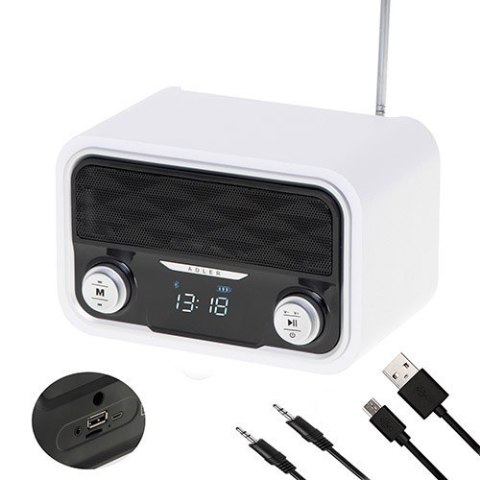Adler Bluetooth Radio AD 1185 Display LCD, AUX in, White Adler Bluetooth Radio AD 1185 Display LCD, AUX in, White