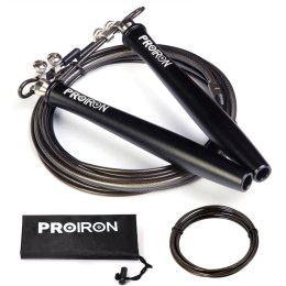 PROIRON Speed Skipping Rope Black, Steel wire/Aluminium, 300 cm