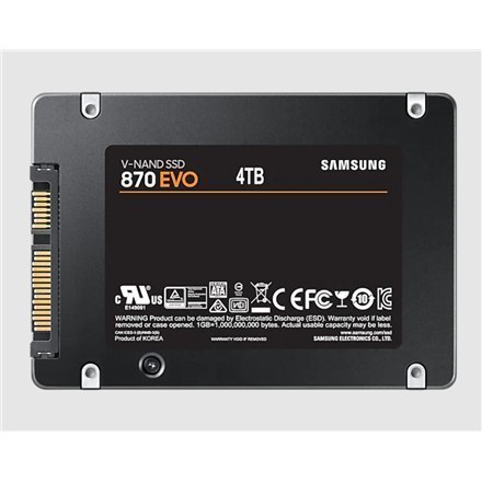 Samsung SSD 870 EVO 4000 GB, SSD form factor 2.5", SSD interface SATA III, Write speed 530 MB/s, Read speed 560 MB/s Samsung SSD 870 EVO 4000 GB, SSD form factor 2.5", SSD interface SATA III, Write speed 530 MB/s, Read speed 560 MB/s
