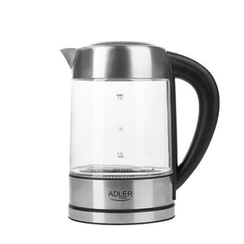 Adler Kettle AD 1247 NEW With electronic control, 1850 - 2200 W, 1.7 L, Stainless steel, glass, Stainless steel/Transparent, 360 Adler Kettle AD 1247 NEW With electronic control, 1850 - 2200 W, 1.7 L, Stainless steel, glass, Stainless steel/Transparent, 360