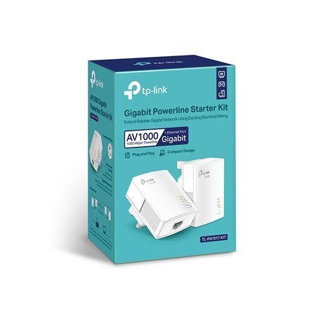 TP-LINK Gigabit Powerline Starter Kit TL-PA7017 KIT 1000 Mbit/s, Ethernet LAN (RJ-45) ports 1x10/100/1000 Mbps port TP-LINK Gigabit Powerline Starter Kit TL-PA7017 KIT 1000 Mbit/s, Ethernet LAN (RJ-45) ports 1x10/100/1000 Mbps port