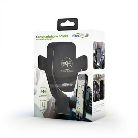 EnerGenie EG-TA-CHAV-QI10-01 77 g, Black, Car smartphone holder with wireless charger, Universal EnerGenie EG-TA-CHAV-QI10-01 77 g, Black, Car smartphone holder with wireless charger, Universal