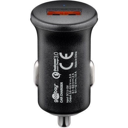 Goobay Quick Charge QC3.0 USB car fast charger USB 2.0 Female (Type A), Cigarette lighter Male Goobay Quick Charge QC3.0 USB car fast charger USB 2.0 Female (Type A), Cigarette lighter Male