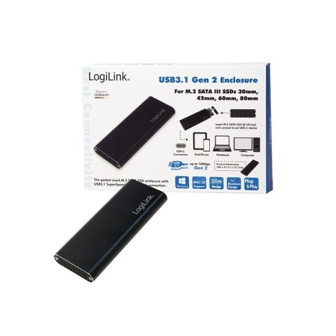 LOGILINK UA0314, USB 3.1 Gen2 enclosure for M.2 SATA SSD LOGILINK UA0314, USB 3.1 Gen2 enclosure for M.2 SATA SSD