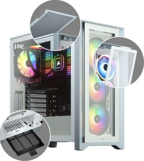 Corsair Tempered Glass Mid-Tower ATX Case iCUE 4000X RGB Side window, Mid-Tower, White, Power supply included No, Steel, Temper Corsair Tempered Glass Mid-Tower ATX Case iCUE 4000X RGB Side window, Mid-Tower, White, Power supply included No, Steel, Temper