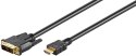Goobay DVI-D/HDMI cable, gold-plated HDMI to DVI-D, 2 m Goobay DVI-D/HDMI cable, gold-plated HDMI to DVI-D, 2 m
