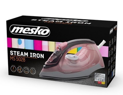 Mesko Iron MS 5028 Steam Iron, 2600 W, Continuous steam 35 g/min, Steam boost performance 60 g/min, Pink/Grey Mesko Iron MS 5028 Steam Iron, 2600 W, Continuous steam 35 g/min, Steam boost performance 60 g/min, Pink/Grey