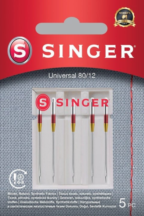 Singer Universal Needle 80/12 5PK for Woven Fabrics Singer Universal Needle 80/12 5PK for Woven Fabrics