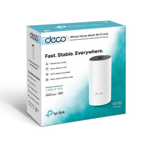 TP-LINK AC1200 Whole Home Mesh WiFi System Deco M4 (1-pack) 802.11ac, 867+300 Mbit/s, 10/100/1000 Mbit/s, Ethernet LAN (RJ-45) p TP-LINK AC1200 Whole Home Mesh WiFi System Deco M4 (1-pack) 802.11ac, 867+300 Mbit/s, 10/100/1000 Mbit/s, Ethernet LAN (RJ-45) p