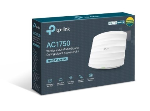 TP-LINK Access Point EAP245 802.11ac, 2.4GHz and 5GHz, 450+1300 Mbit/s, 10/100/1000 Mbit/s, Ethernet LAN (RJ-45) ports 2, PoE in TP-LINK Access Point EAP245 802.11ac, 2.4GHz and 5GHz, 450+1300 Mbit/s, 10/100/1000 Mbit/s, Ethernet LAN (RJ-45) ports 2, PoE in