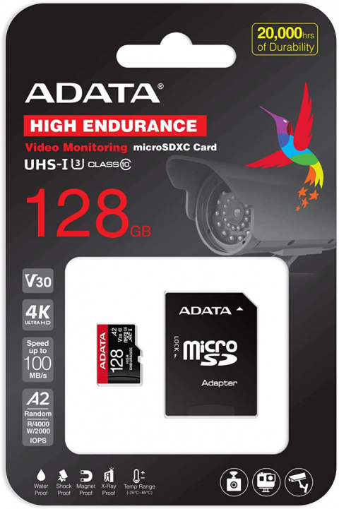 ADATA AUSDX128GUI3V30SHA2-RA1 Memory Card 128 GB, MicroSDXC, Flash memory class 10, Adapter, 80 MB/s, 100 MB/s ADATA AUSDX128GUI3V30SHA2-RA1 Memory Card 128 GB, MicroSDXC, Flash memory class 10, Adapter, 80 MB/s, 100 MB/s