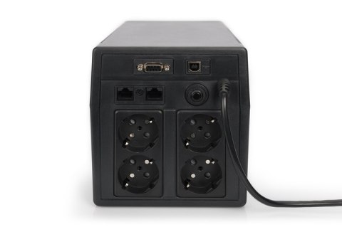 Digitus Line-Interactive UPS DN-170074, 1000VA, 600W, 2x 12V/7Ah battery, 4x CEE 7/7 outlet, 2x RJ45, 1x USB 2.0 type B, 1x RS23 Digitus Line-Interactive UPS DN-170074, 1000VA, 600W, 2x 12V/7Ah battery, 4x CEE 7/7 outlet, 2x RJ45, 1x USB 2.0 type B, 1x RS23