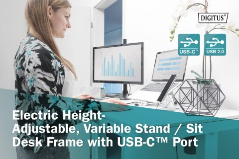 Digitus Electric Height Adjustable Desk, 72 - 121 cm, Maximum load weight 50 kg, Metal, White Digitus Electric Height Adjustable Desk, 72 - 121 cm, Maximum load weight 50 kg, Metal, White