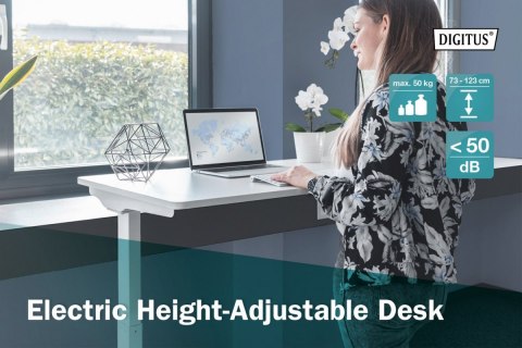 Digitus Electric height adjustable desk, 73 - 123 cm, Maximum load weight 50 kg, Metal, White Digitus Electric height adjustable desk, 73 - 123 cm, Maximum load weight 50 kg, Metal, White