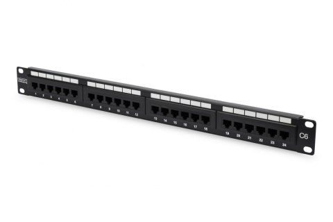 Digitus Patch Panel DN-91624U Black, 48.2 x 4.4 x 10.9 cm, Category: CAT 6; Ports: 24 x RJ45; Retention strength: 7.7 kg; Insert Digitus Patch Panel DN-91624U Black, 48.2 x 4.4 x 10.9 cm, Category: CAT 6; Ports: 24 x RJ45; Retention strength: 7.7 kg; Insert
