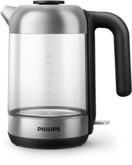 Philips Kettle HD9339/80 Electric, 2200 W, 1.7 L, Stainless steel/Glass, 360° rotational base, Black/Silver