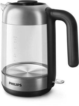 Philips Kettle HD9339/80 Electric, 2200 W, 1.7 L, Stainless steel/Glass, 360° rotational base, Black/Silver