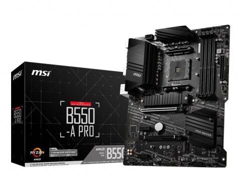 MSI B550-A PRO Processor family AMD, Processor socket AM4, DDR4 DIMM, Memory slots 4, Supported hard disk drive interfaces SATA MSI B550-A PRO Processor family AMD, Processor socket AM4, DDR4 DIMM, Memory slots 4, Supported hard disk drive interfaces SATA