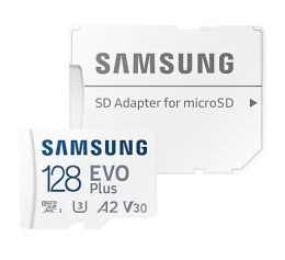 Samsung microSD Card EVO PLUS 128 GB, MicroSDXC, Flash memory class 10, SD adapter