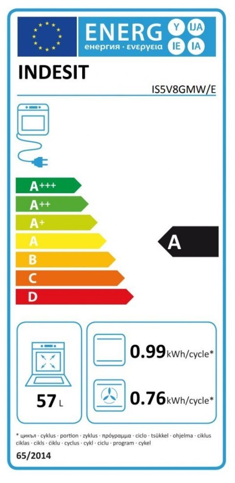 INDESIT Cooker IS5V8GMW/E Hob type Vitroceramic, Oven type Electric, White, Width 50 cm, Grilling, 57 L, Depth 60 cm INDESIT Cooker IS5V8GMW/E Hob type Vitroceramic, Oven type Electric, White, Width 50 cm, Grilling, 57 L, Depth 60 cm